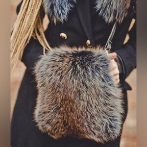 Vintage Custom-Made Silver Fox Fur Hand Muff